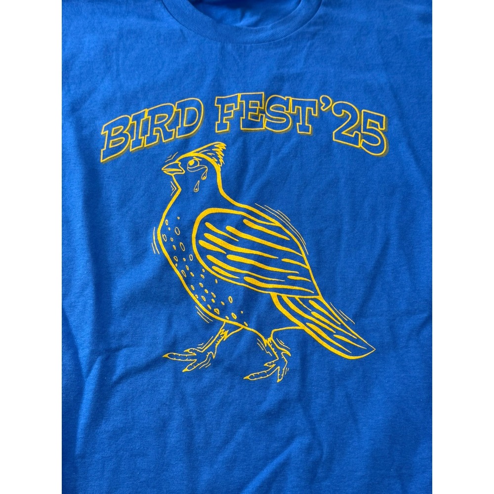 Gildan Graphic T-Shirt Size XL Royal Blue Bird Fest 25 Long Sleeve‎ Cotton